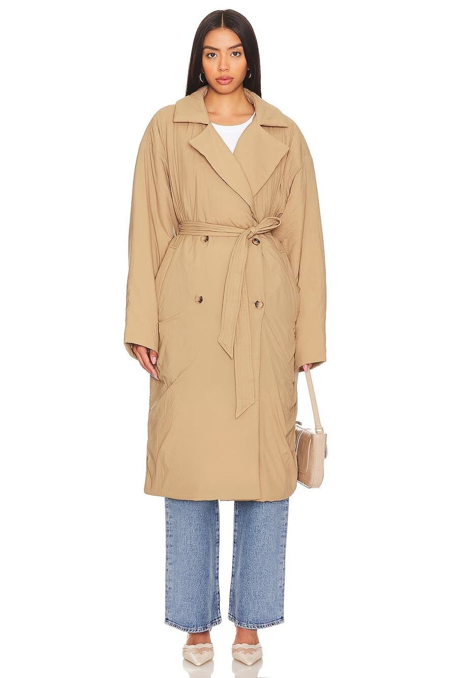 Good American Puffed Robe Trench Coat Oversized Minimalist Fall Winter L/XL